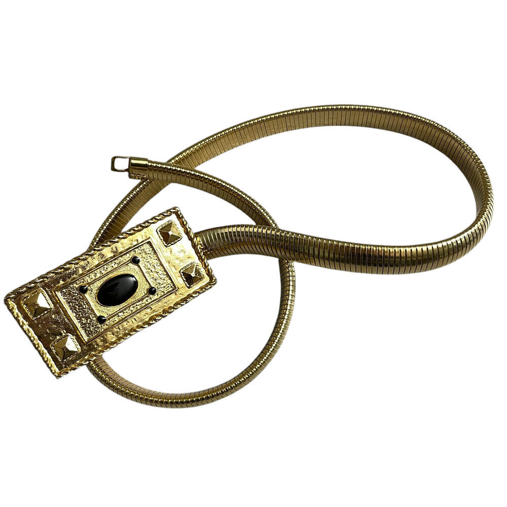 Etruscan Gold-Toned Belt Womens Small Rectangle Buckle Faux Stone 34.75"